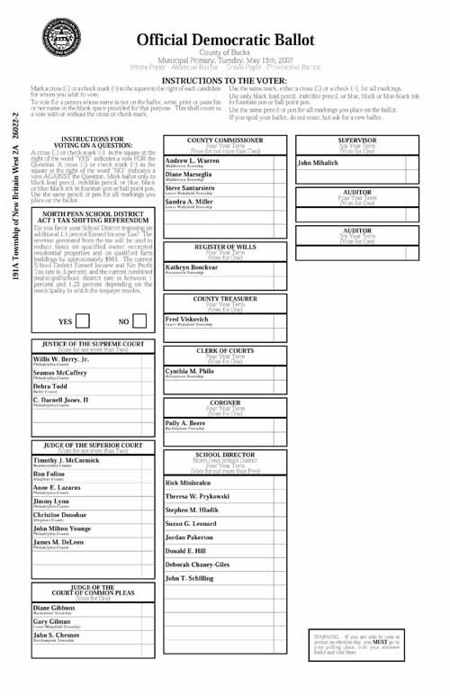 Baltimore Sample Ballot