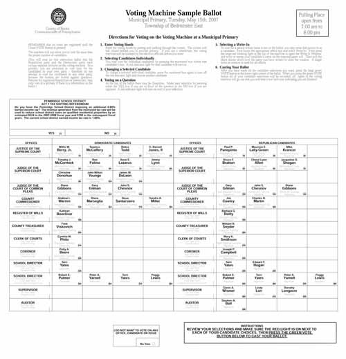 Baltimore Sample Ballot