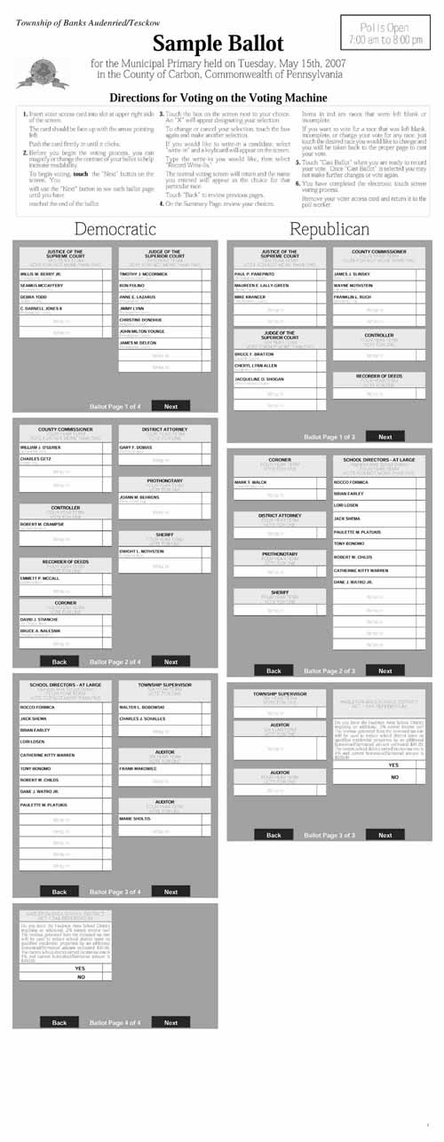 Baltimore Sample Ballot